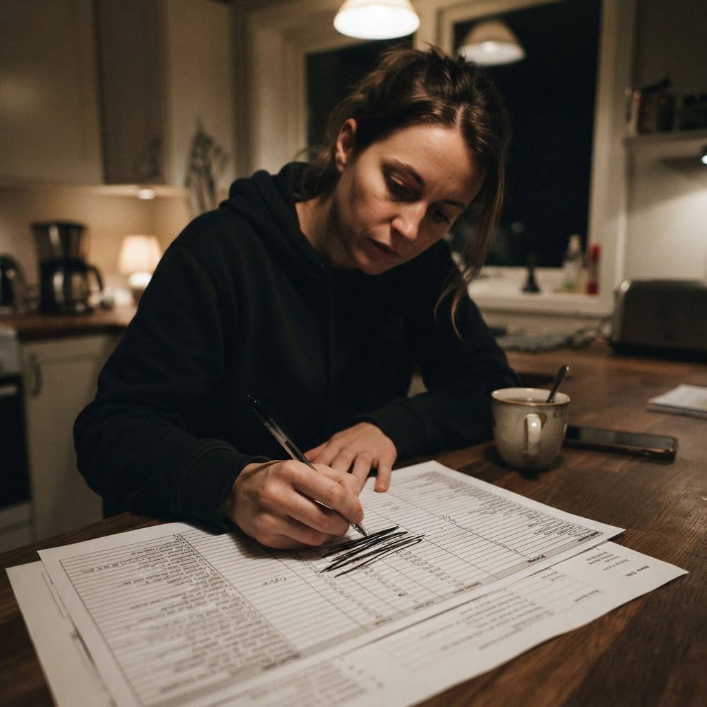 The uncomfortable meeting is the one where nobody can explain who actually influenced the sale. A candid smartphone photo of a marketer crossing out a familiar metric on a media plan late at night