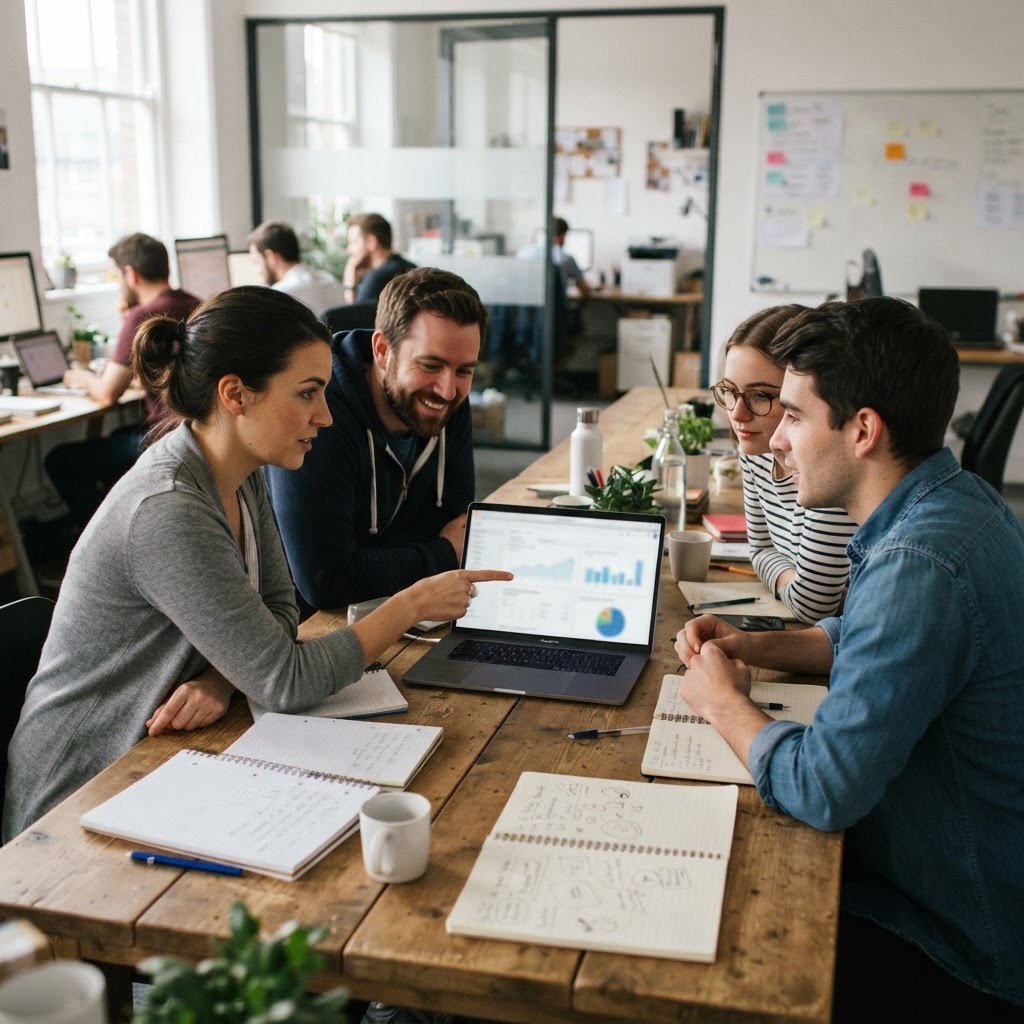 Attribution gets better when the people responsible for the message sit together. A small marketing team reviewing a search campaign report together