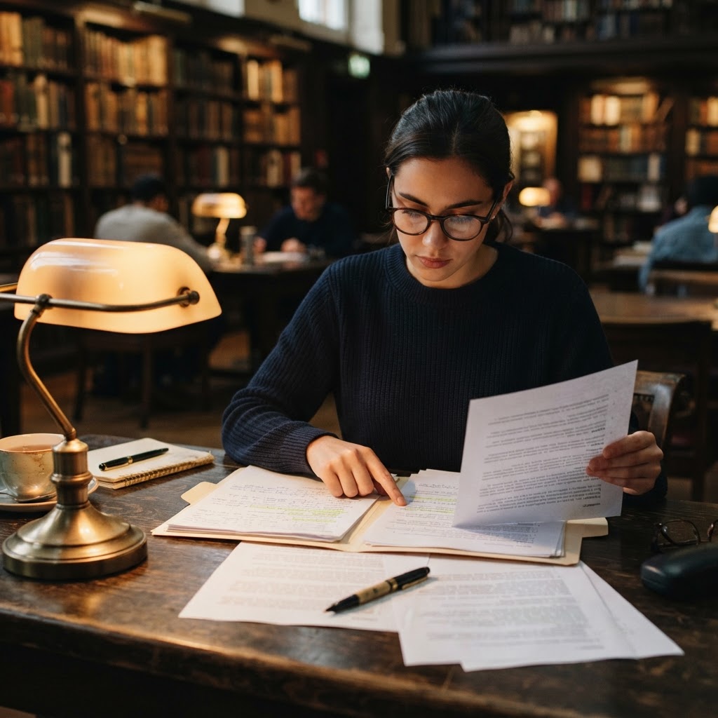 Audit what the answer says, not just where the footnote points A researcher comparing AI answer citations with source documents on a library table